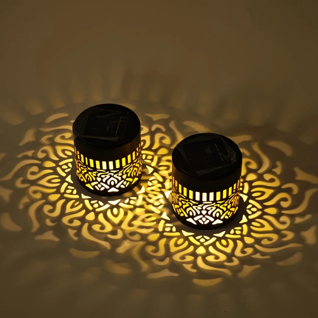 Mandala Solar Wall Lanterns – Set of 2, Patterned Light