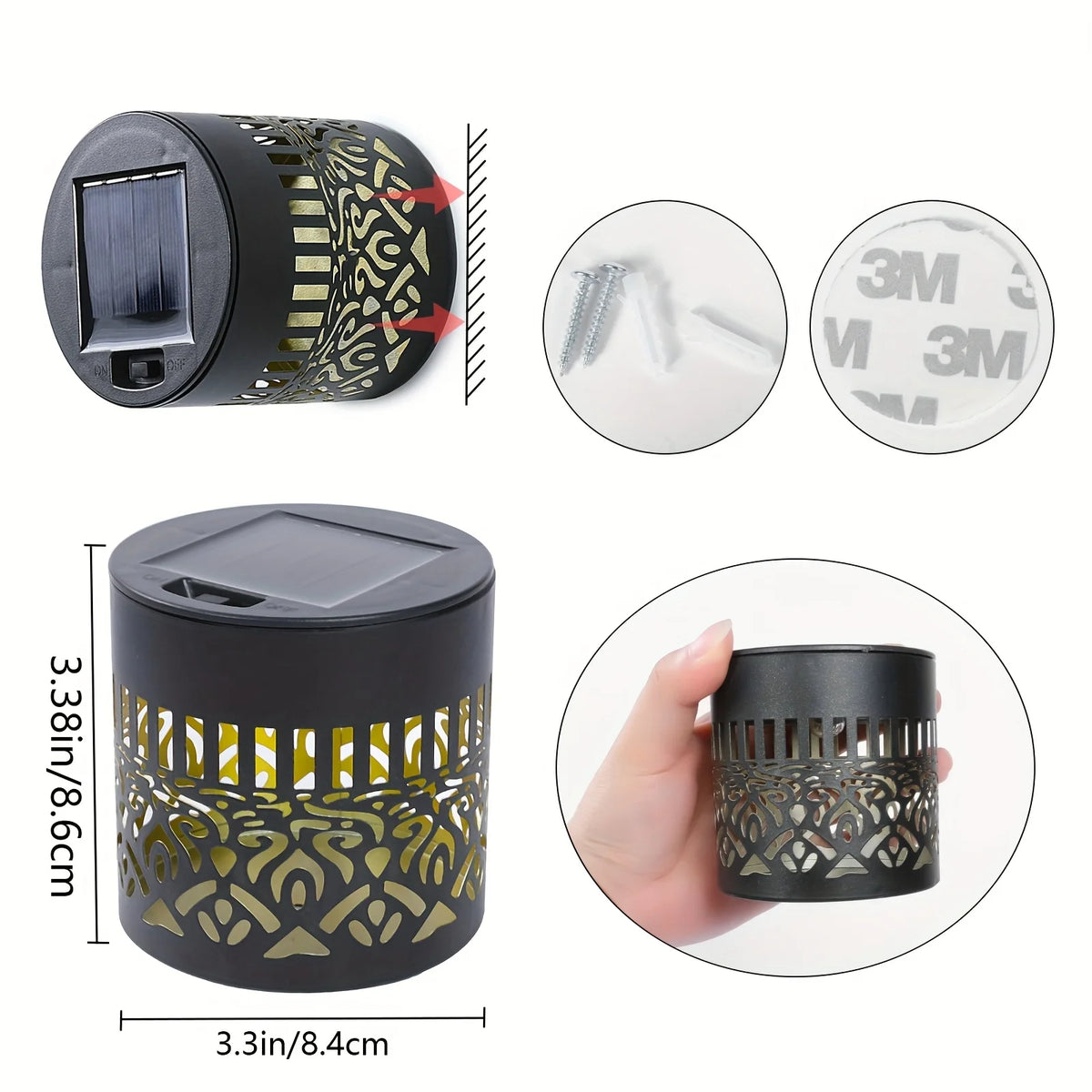 Mandala Solar Wall Lanterns – Set of 2, Patterned Light