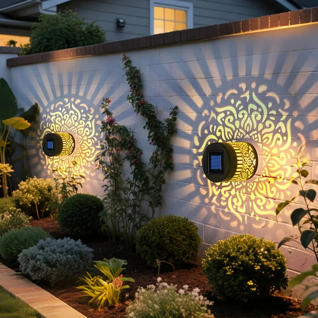 Mandala Solar Wall Lanterns – Set of 2, Patterned Light