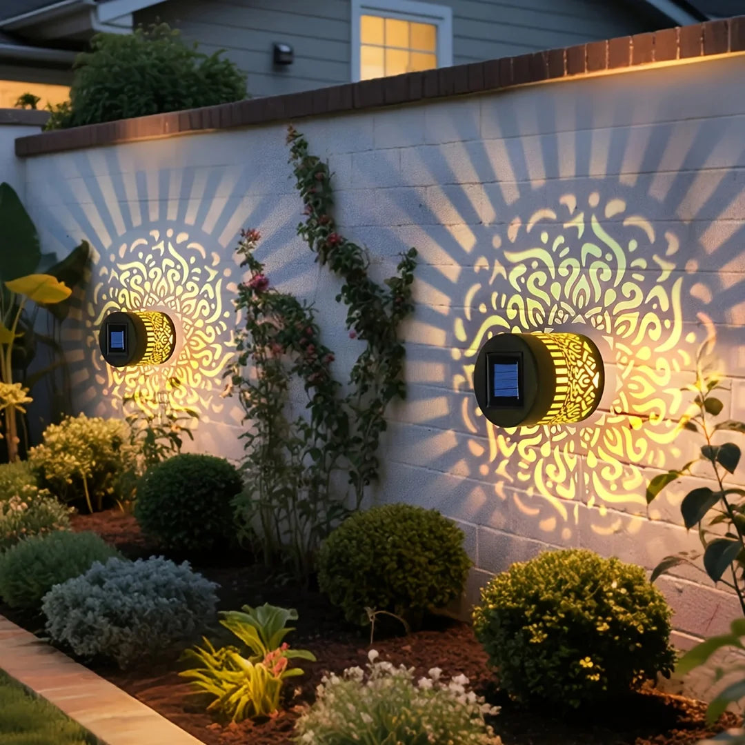 Mandala Solar Wall Lanterns – Set of 2, Patterned Light