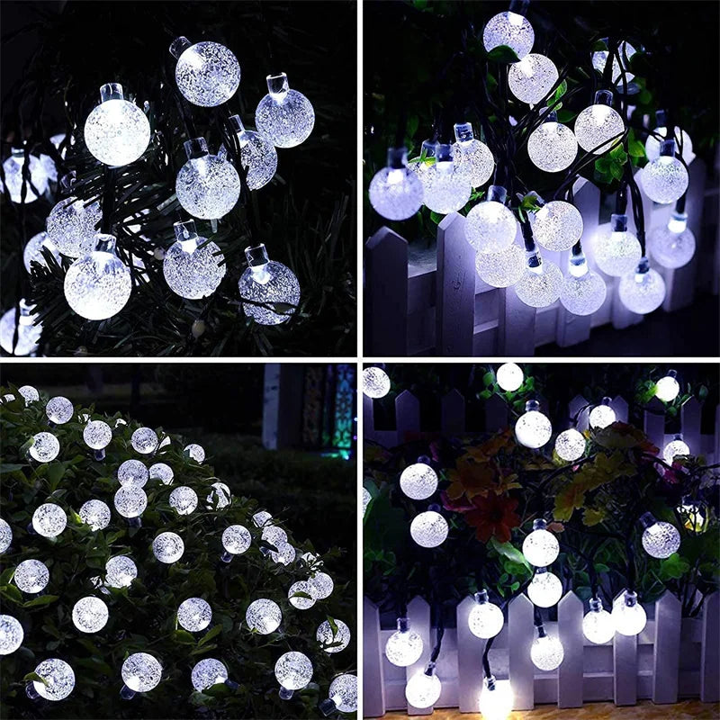 Solar Crystal Globe String Lights – 8 Modes, Set of 2