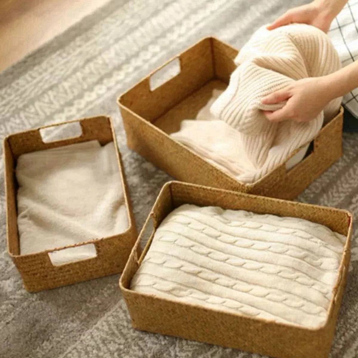 Seagrass Storage Basket with Handles