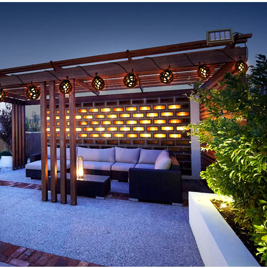 Solar Lantern String Lights – Flickering Flame Effect, 5 m