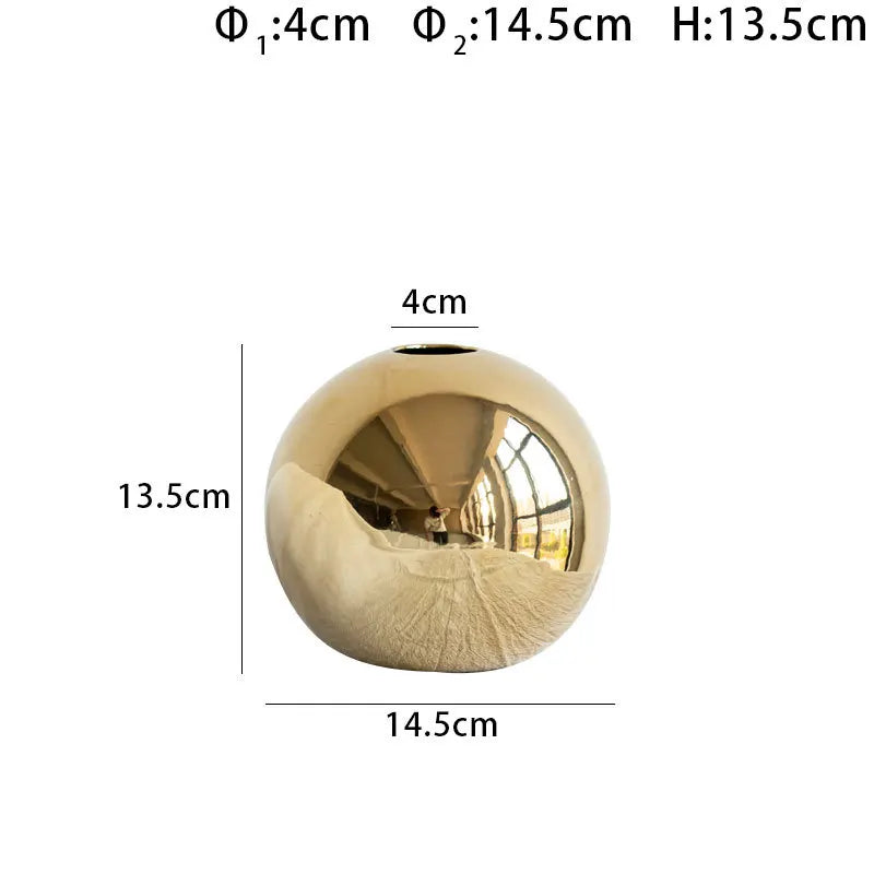 Gold Sphere Ceramic Vase – Mirror Finish