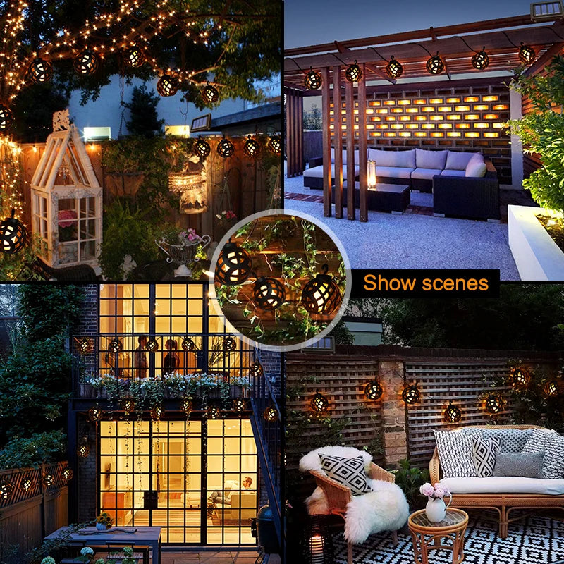 Solar Lantern String Lights – Flickering Flame Effect, 5 m