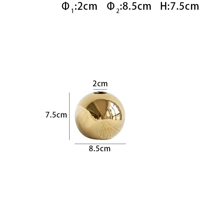 Gold Sphere Ceramic Vase – Mirror Finish