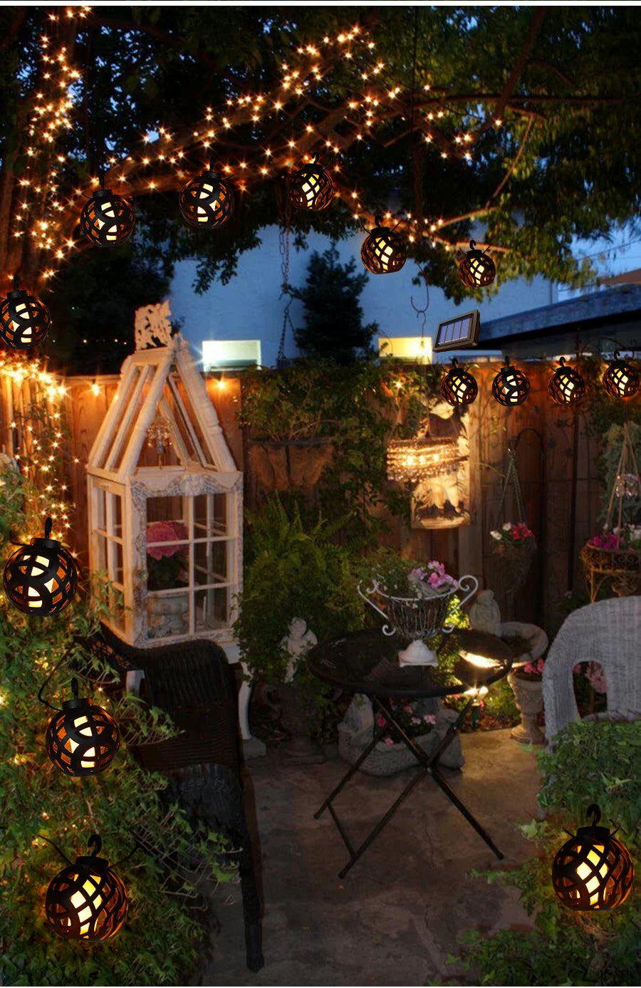 Solar Lantern String Lights – Flickering Flame Effect, 5 m
