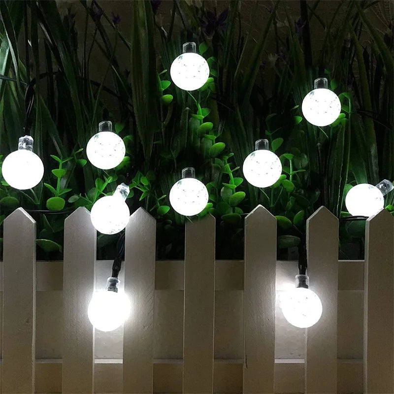 Solar Crystal Globe String Lights – 8 Modes, Set of 2