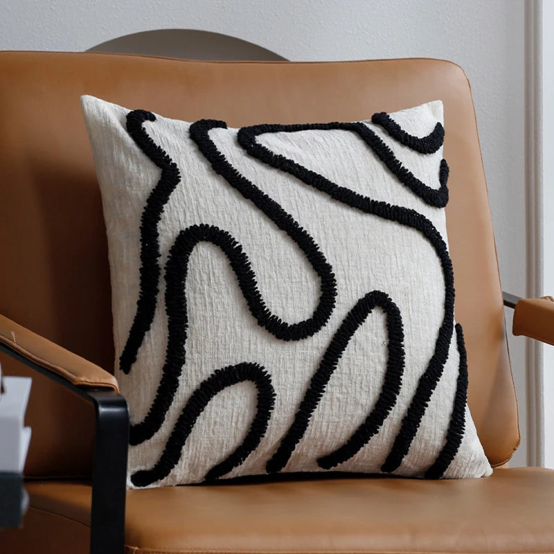 Tufted Swirl Chenille Cushion Cover – 45 × 45 cm