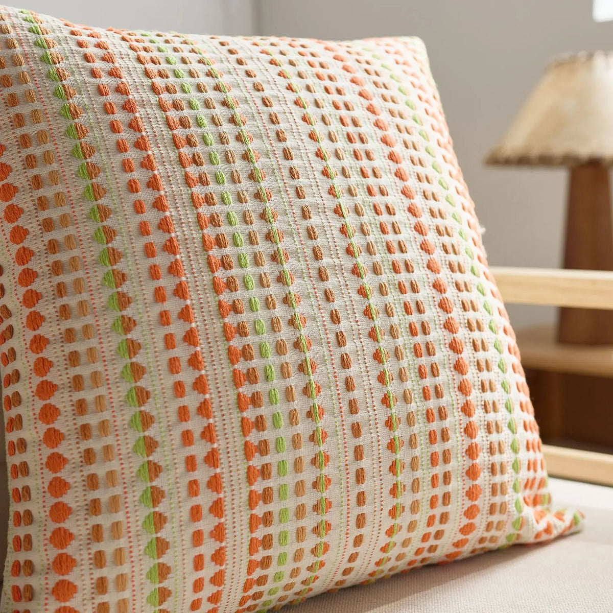 Dotted Stripe Woven Cushion Cover – 45 × 45 cm