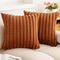 Ribbed Faux Fur Cushion Cover – 45 × 45 cm