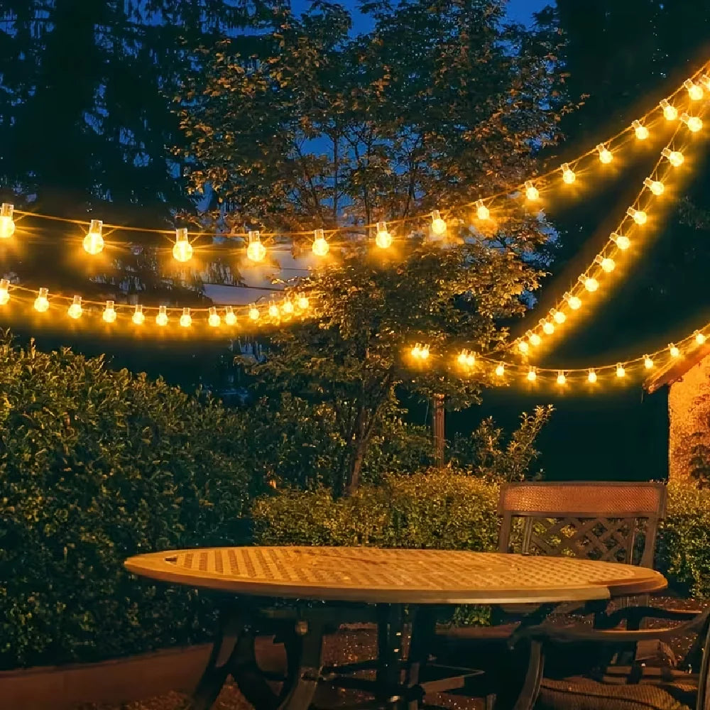 Solar Rope Festoon String Lights – Crackle Bulbs