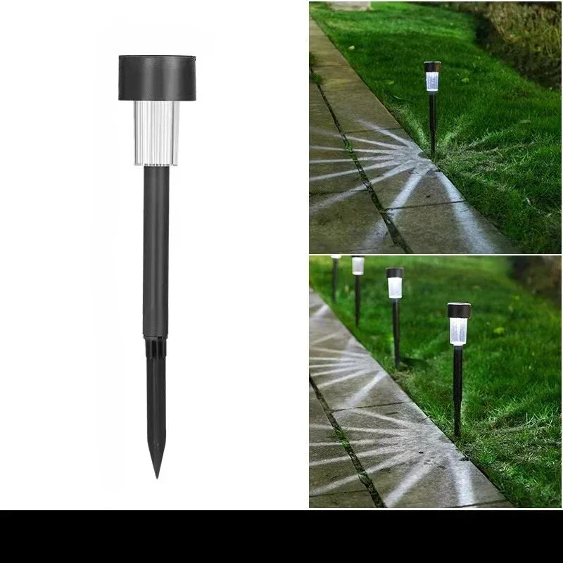 Solar Stainless-Look Stick Path Lights – Set of 10