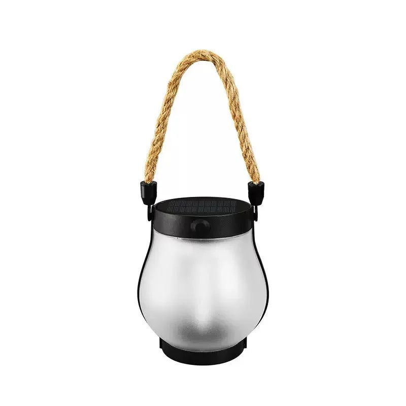 Solar Flame Lantern with Rope Handle – Flickering Flame, Type-C Charging