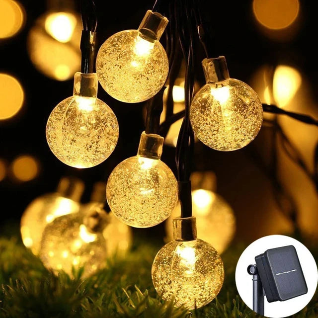 Solar Crystal Globe String Lights – 8 Modes, Set of 2