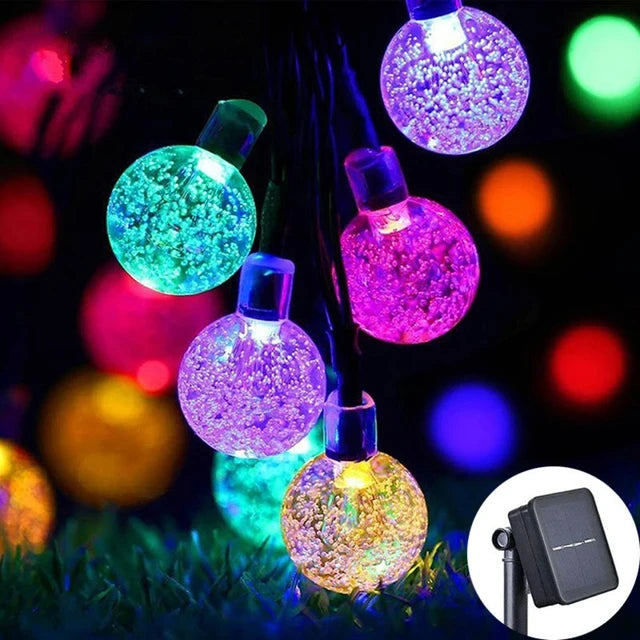 Solar Crystal Globe String Lights – 8 Modes, Set of 2