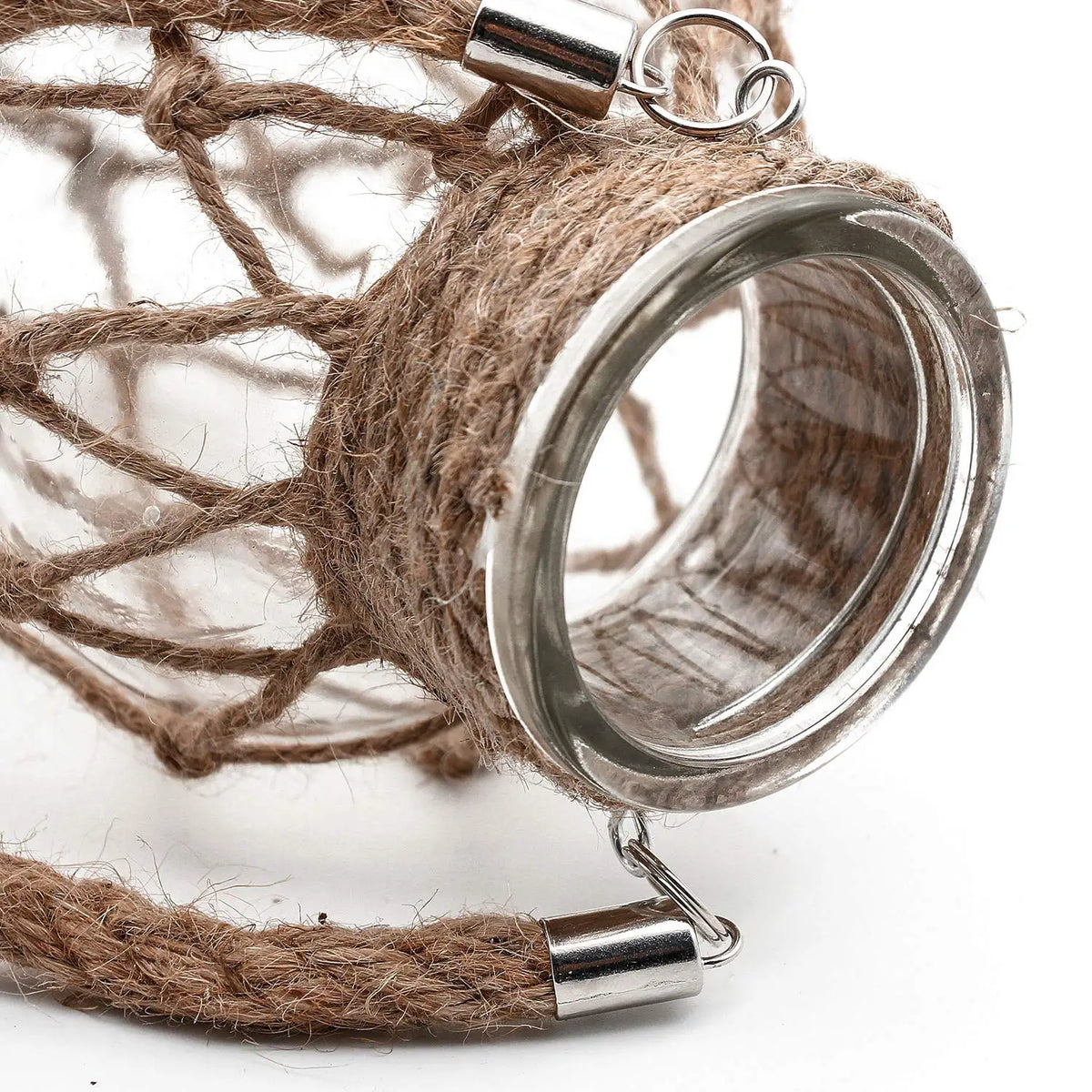 Rope Net Glass Vase – Rustic Jute Wrapped