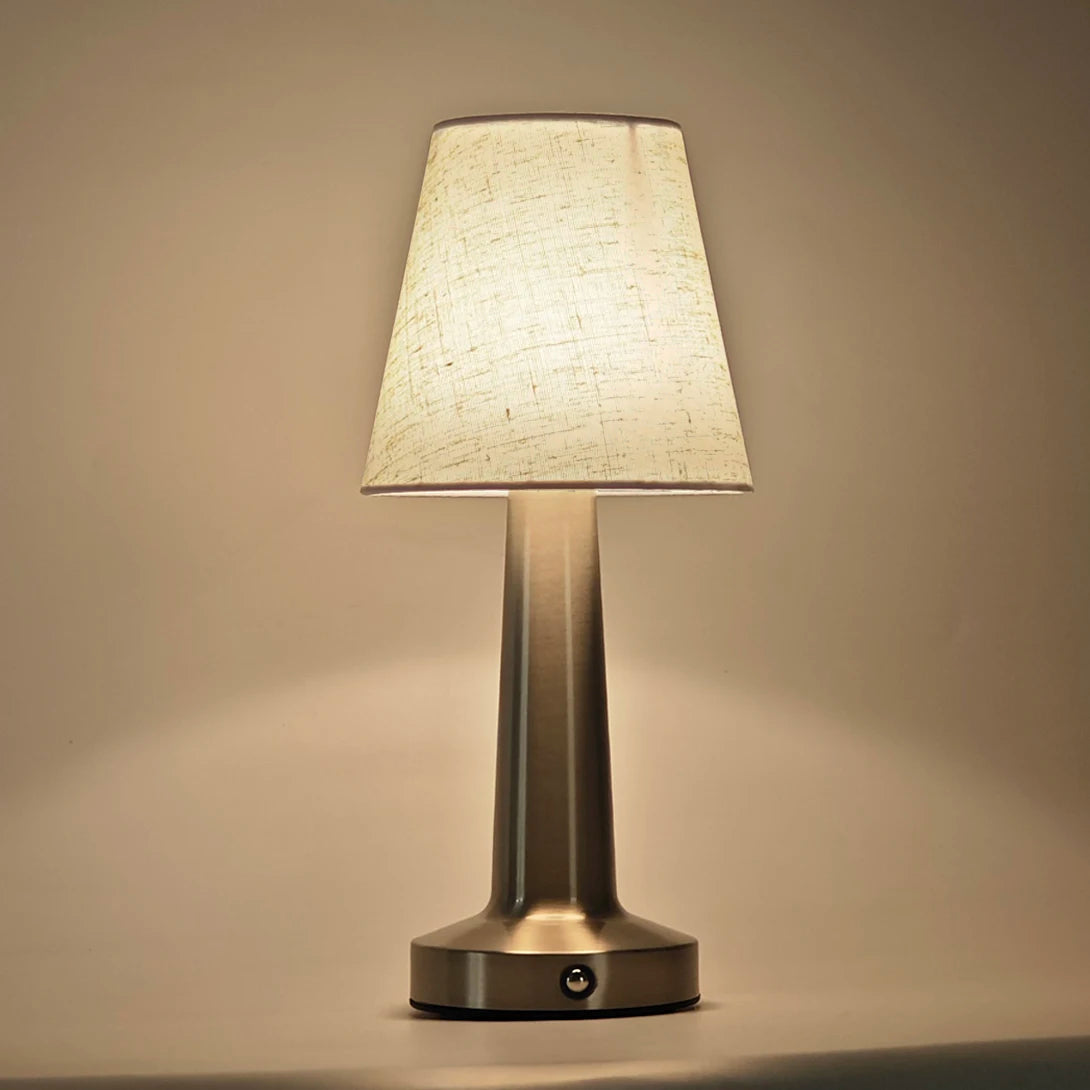 Fabric Shade Column Cordless Lamp – Rechargeable, 27 cm