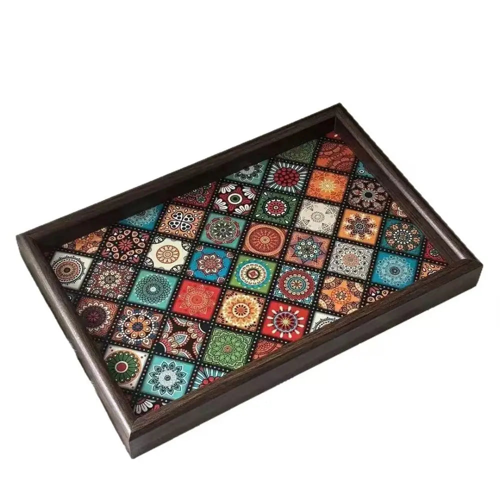 Mosaic Tile Wooden Tray – 30 × 20 cm