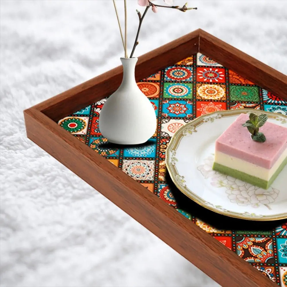 Mosaic Tile Wooden Tray – 30 × 20 cm