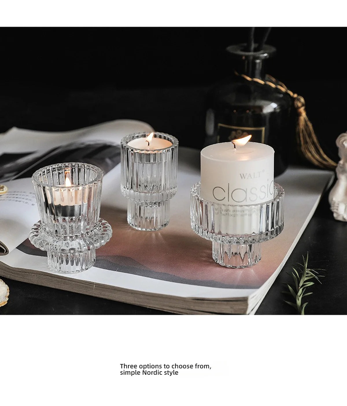 Ribbed Glass Candle Holder