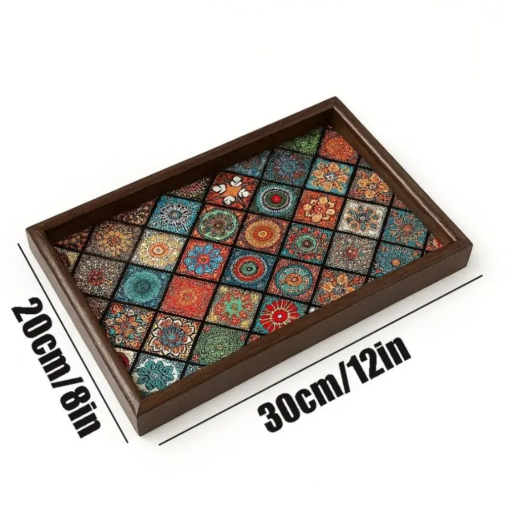 Mosaic Tile Wooden Tray – 30 × 20 cm