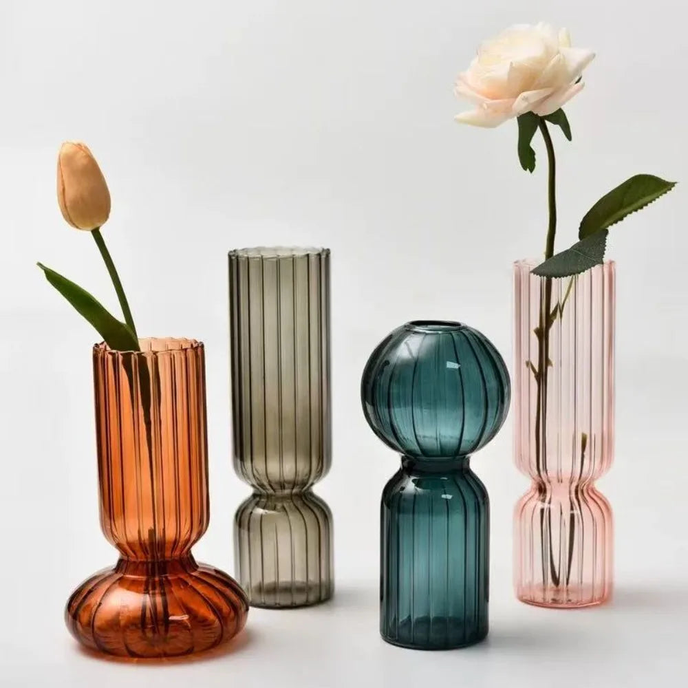 Ribbed Coloured Glass Bud Vase