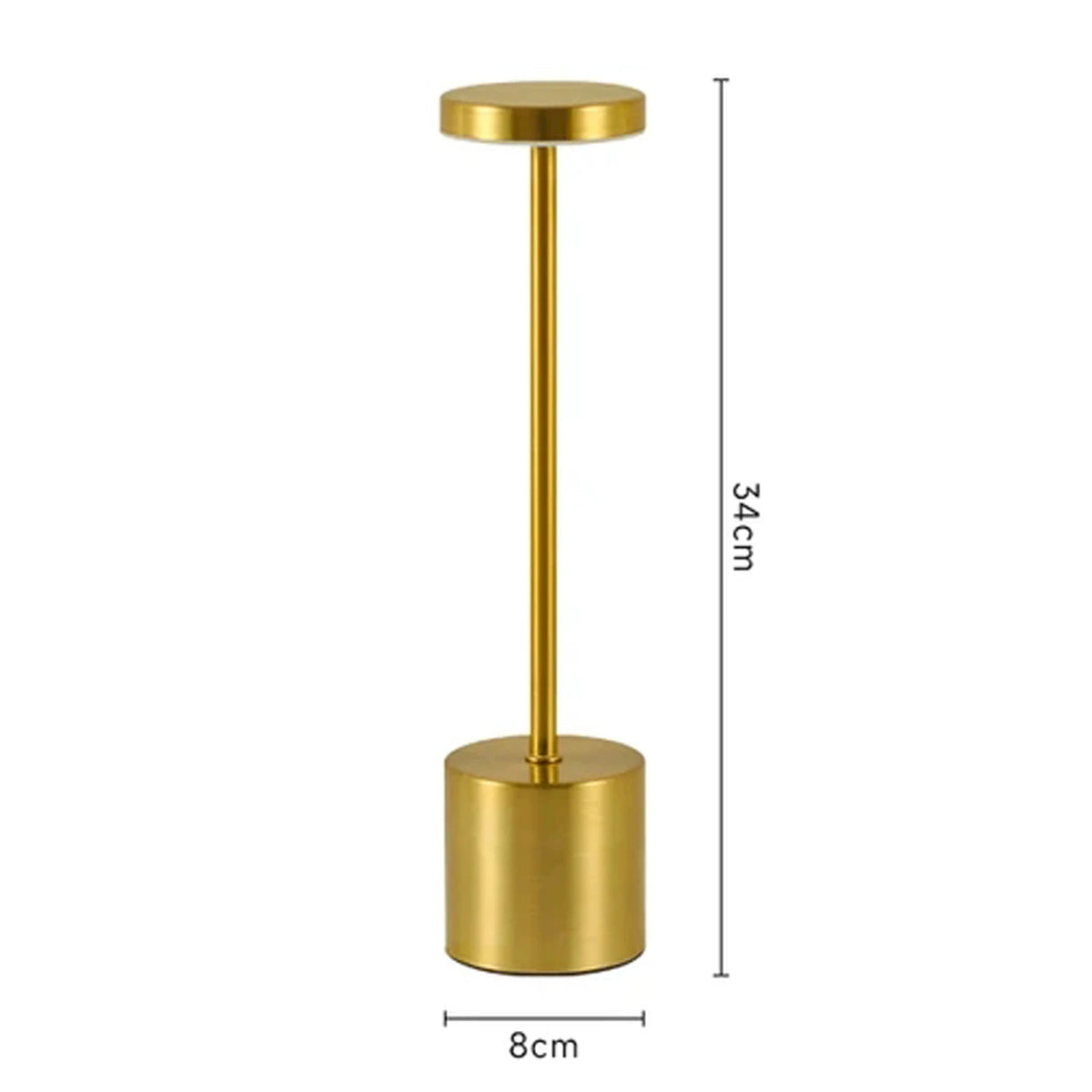 Slim Column Cordless Table Lamp – Rechargeable Metal LED, 34 cm