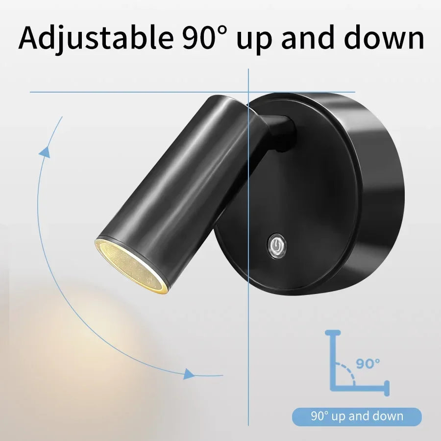 Rotating Rechargeable Wall Light – Magnetic, Touch Dimmable, No Wiring