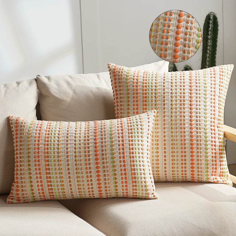 Dotted Stripe Woven Cushion Cover – 45 × 45 cm