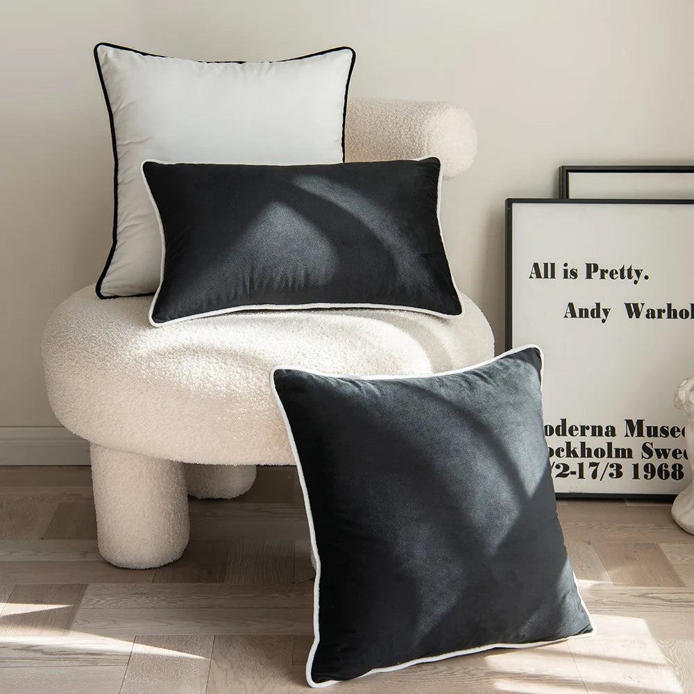 Piped Velvet Cushion Cover – 45 × 45 cm