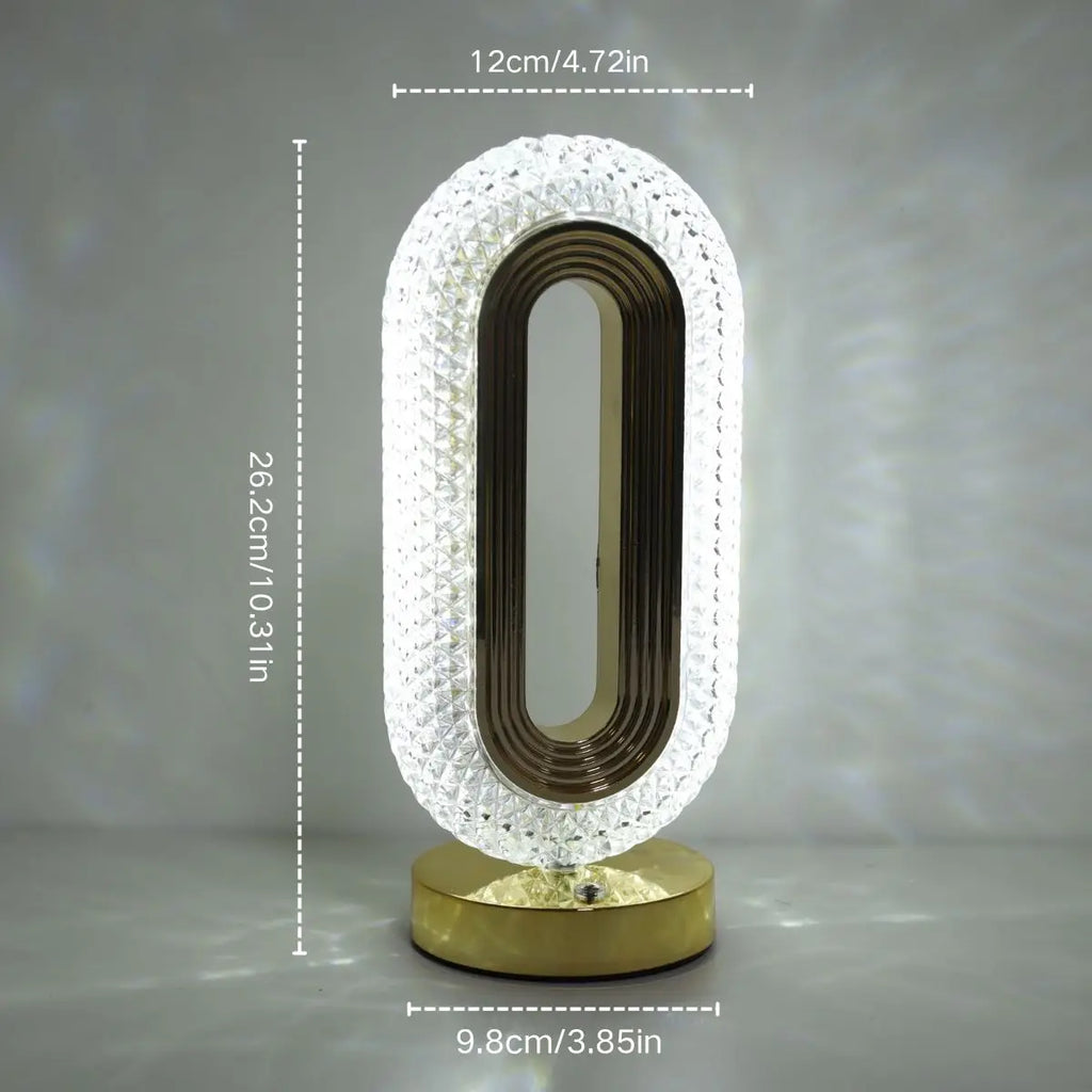 Oval Crystal-Look Ring Cordless Lamp – Rechargeable