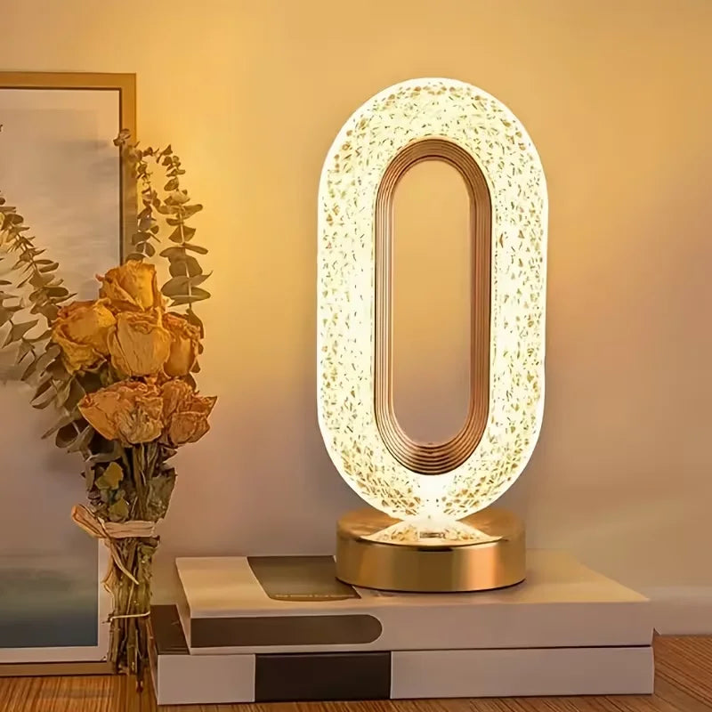 Oval Crystal-Look Ring Cordless Lamp – Rechargeable