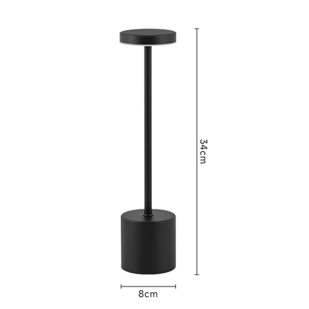 Slim Column Cordless Table Lamp – Rechargeable Metal LED, 34 cm