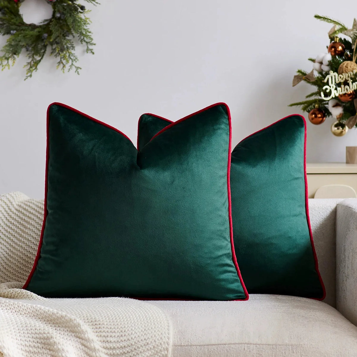 Piped Velvet Cushion Cover – 45 × 45 cm