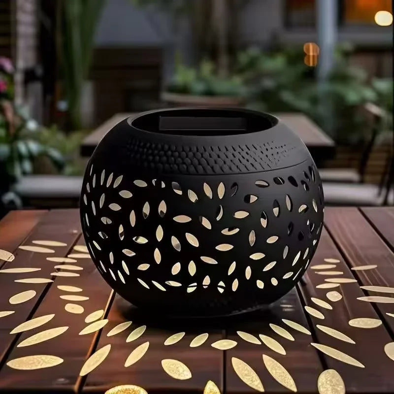 Leaf Cut-Out Solar Table Lantern – 15 cm