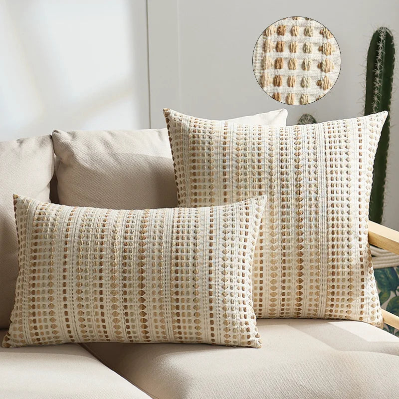 Dotted Stripe Woven Cushion Cover – 45 × 45 cm