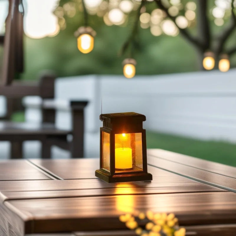 Solar Candle Lantern – Flickering LED, Hanging or Tabletop