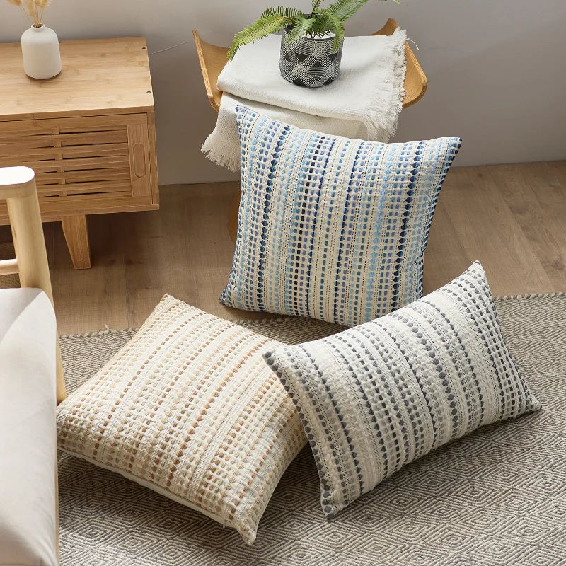 Dotted Stripe Woven Cushion Cover – 45 × 45 cm