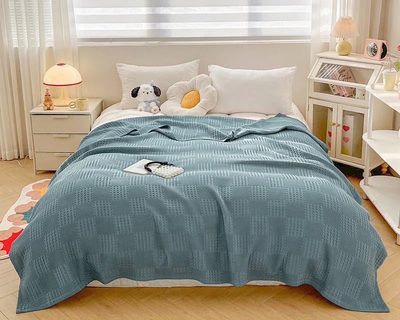 Cotton Waffle Throw Blanket – 100 × 150 cm