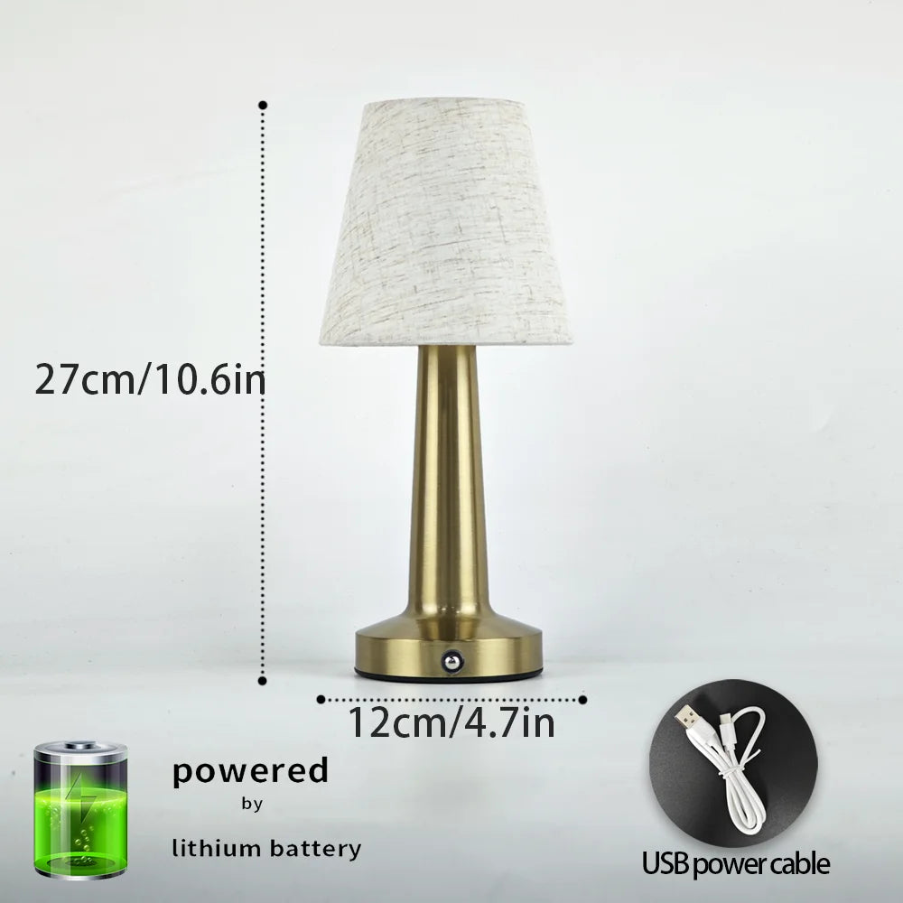 Fabric Shade Column Cordless Lamp – Rechargeable, 27 cm
