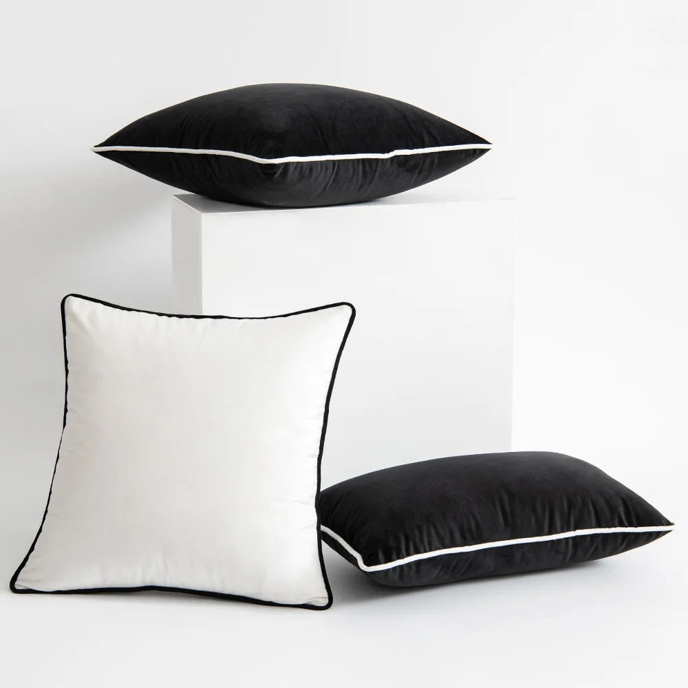 Piped Velvet Cushion Cover – 45 × 45 cm
