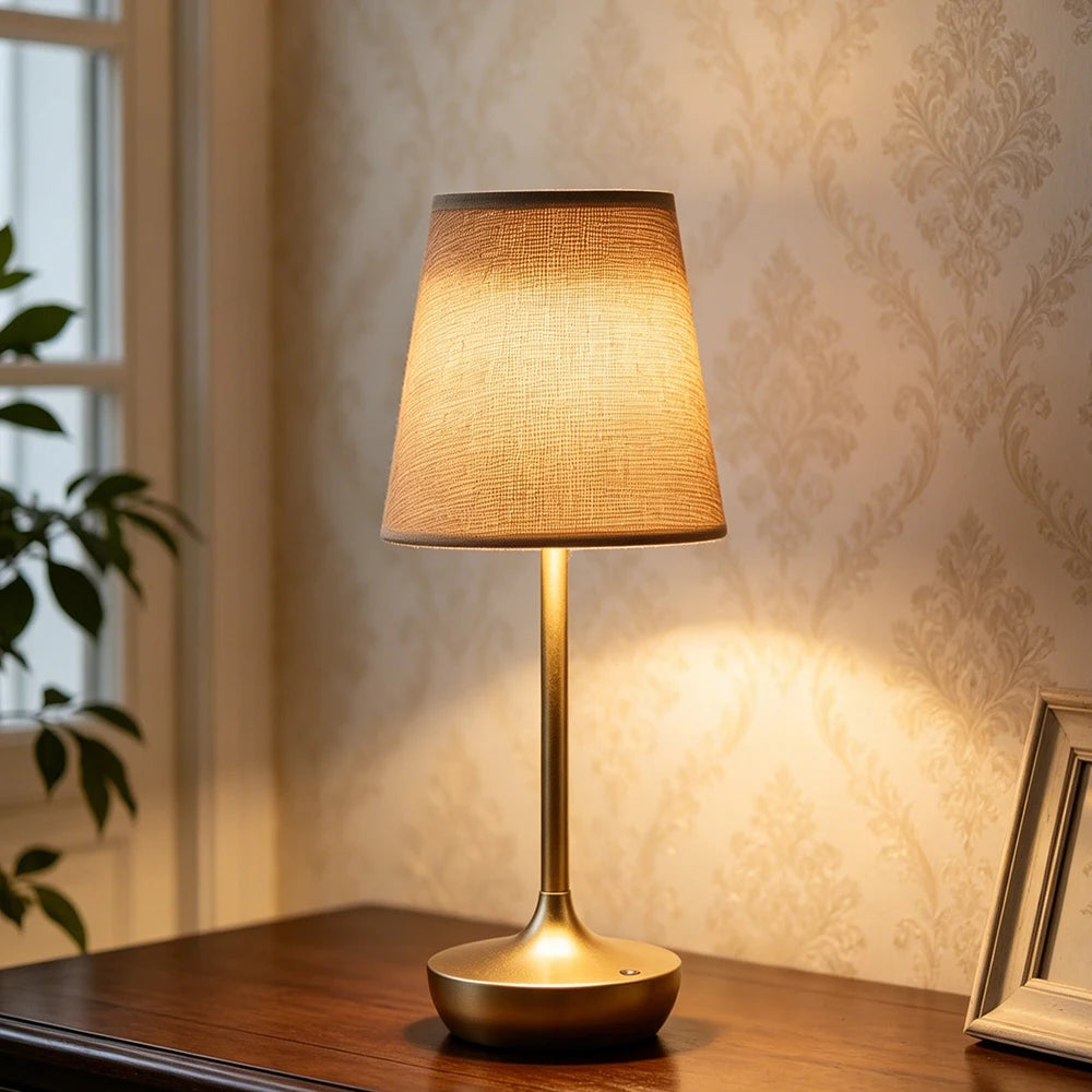 Linen Shade Cordless Table Lamp – 2500 mAh, Dimmable, 29 cm