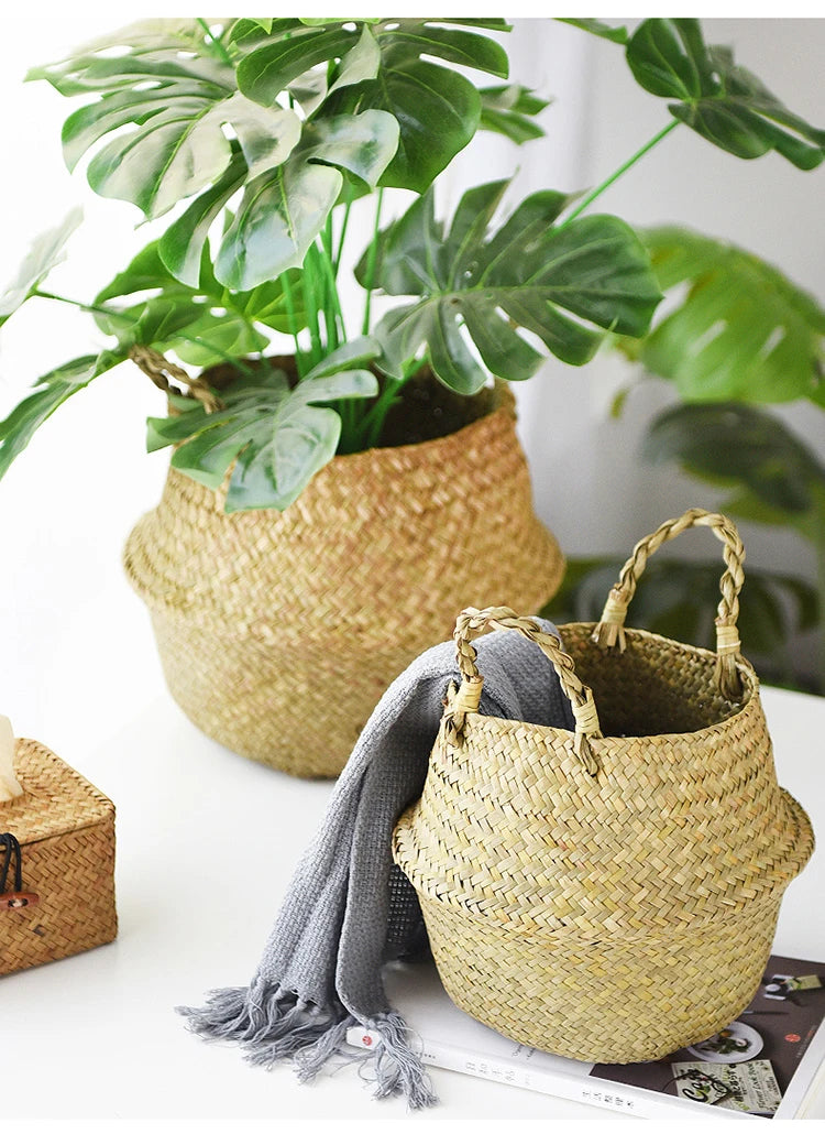 Seagrass Belly Basket with Handles