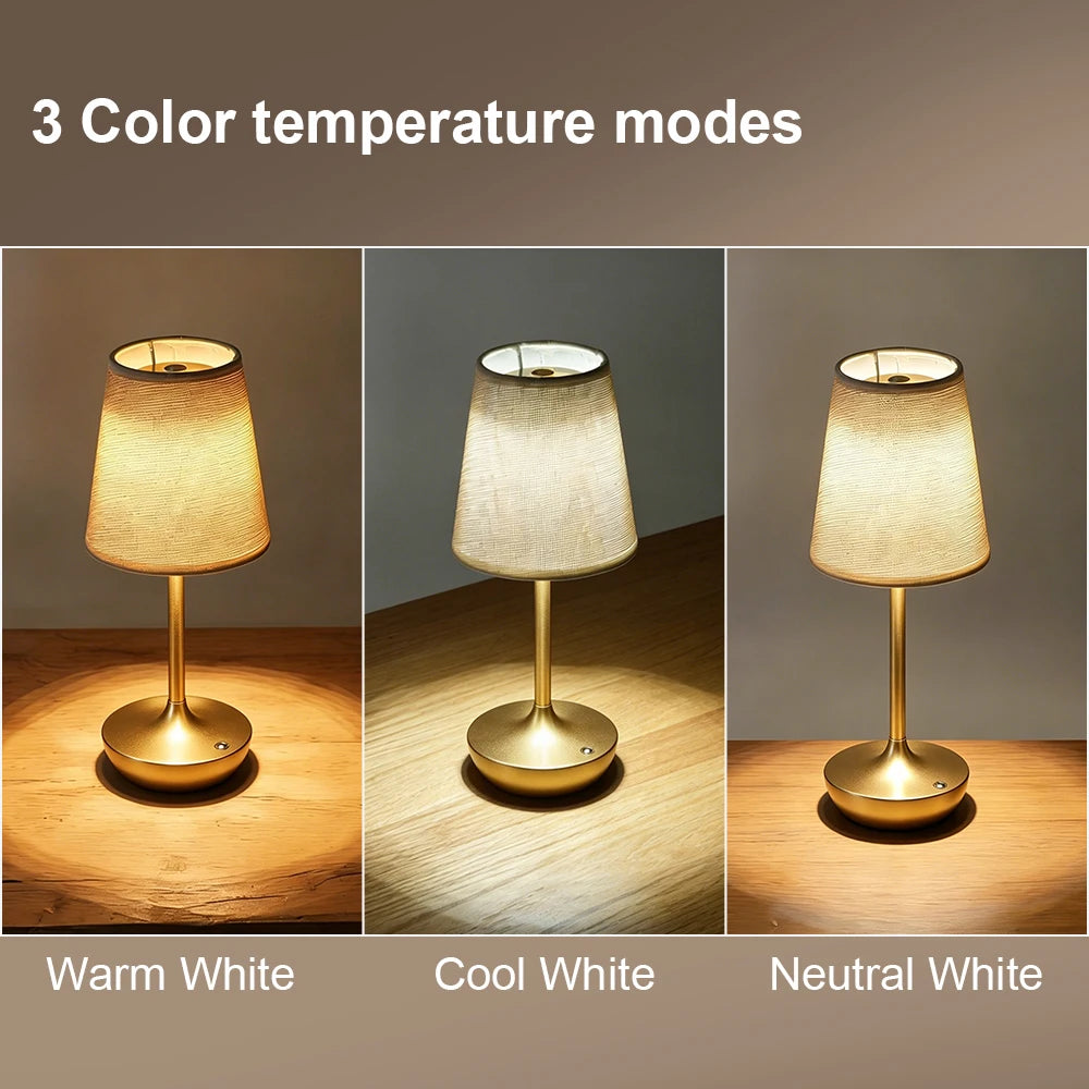 Linen Shade Cordless Table Lamp – 2500 mAh, Dimmable, 29 cm