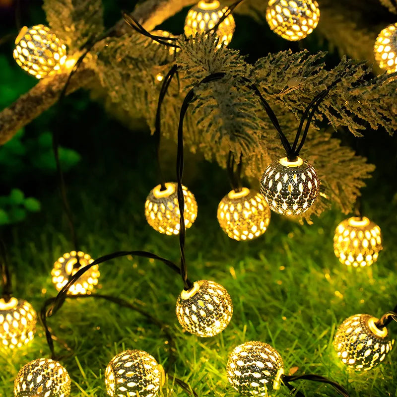 Moroccan Ball Solar String Lights – Warm White