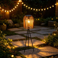 Rattan-Look Solar Floor Lantern on Tripod – 79 cm