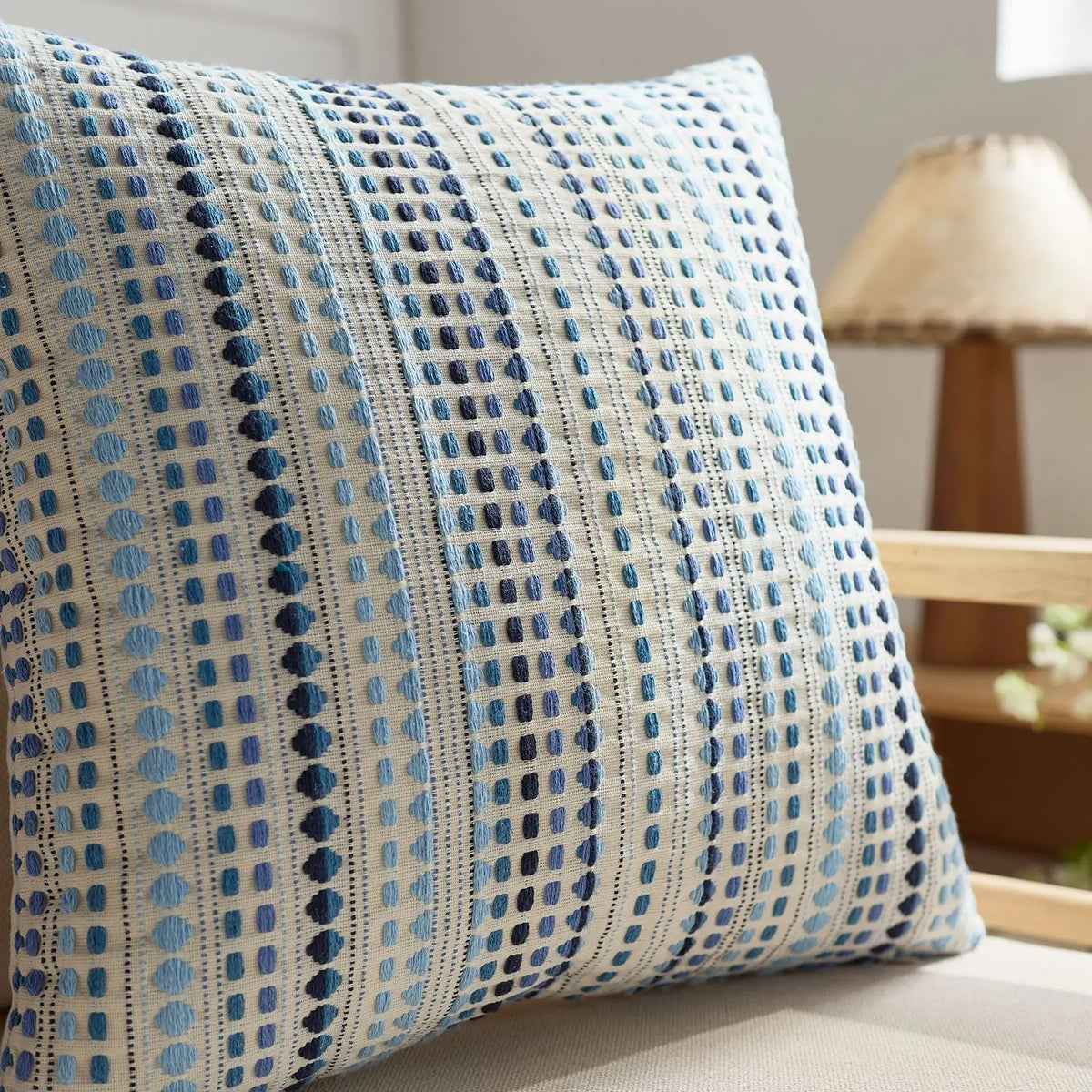 Dotted Stripe Woven Cushion Cover – 45 × 45 cm