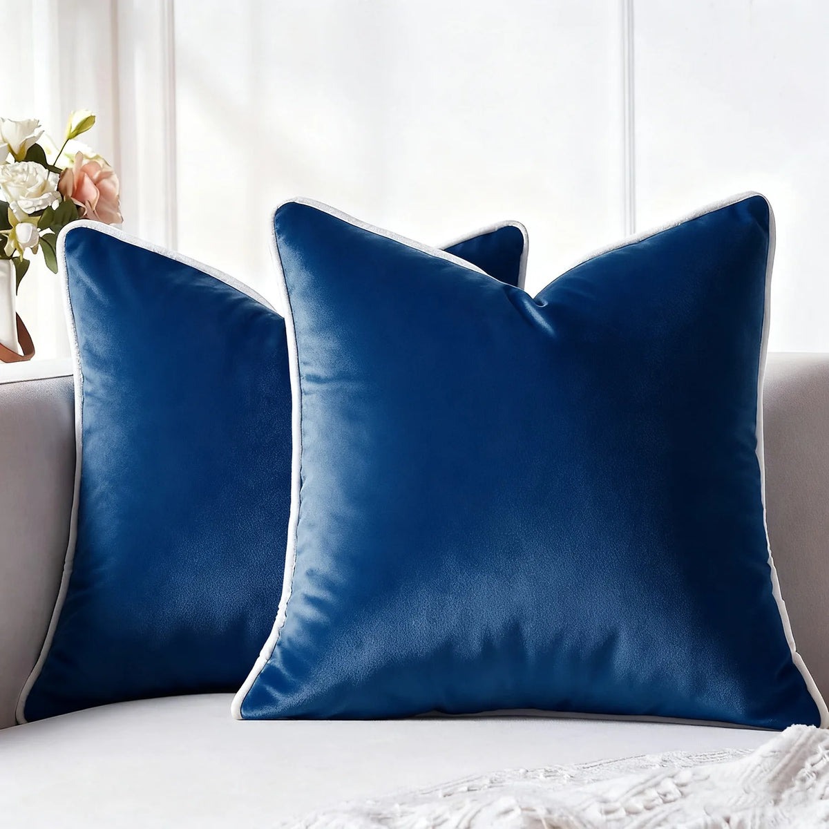 Piped Velvet Cushion Cover – 45 × 45 cm