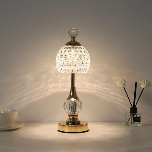Crystal-Look Dome Cordless Table Lamp – Rechargeable, 33.5 cm